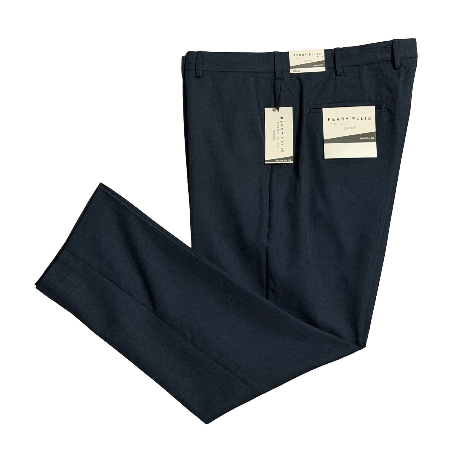 Perry Ellis Portfolio Pants Men's 40"x32" Dress Pants Modern Fit Indigo