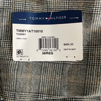 Tommy Hilfiger Men's 36 Regular Suit Jacket Modern Fit Wool Grey Camel Plaid