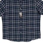 Michael Kors Men's XXL Slim Fit Short Sleeve Shirt Linen Dark Blue Check