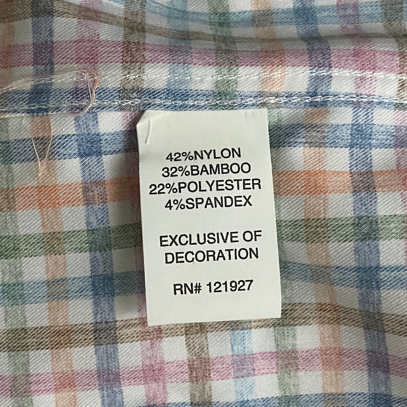 Johnnie-O Performance Shirt Men's Medium Button-Down Stretch Multicolor Check