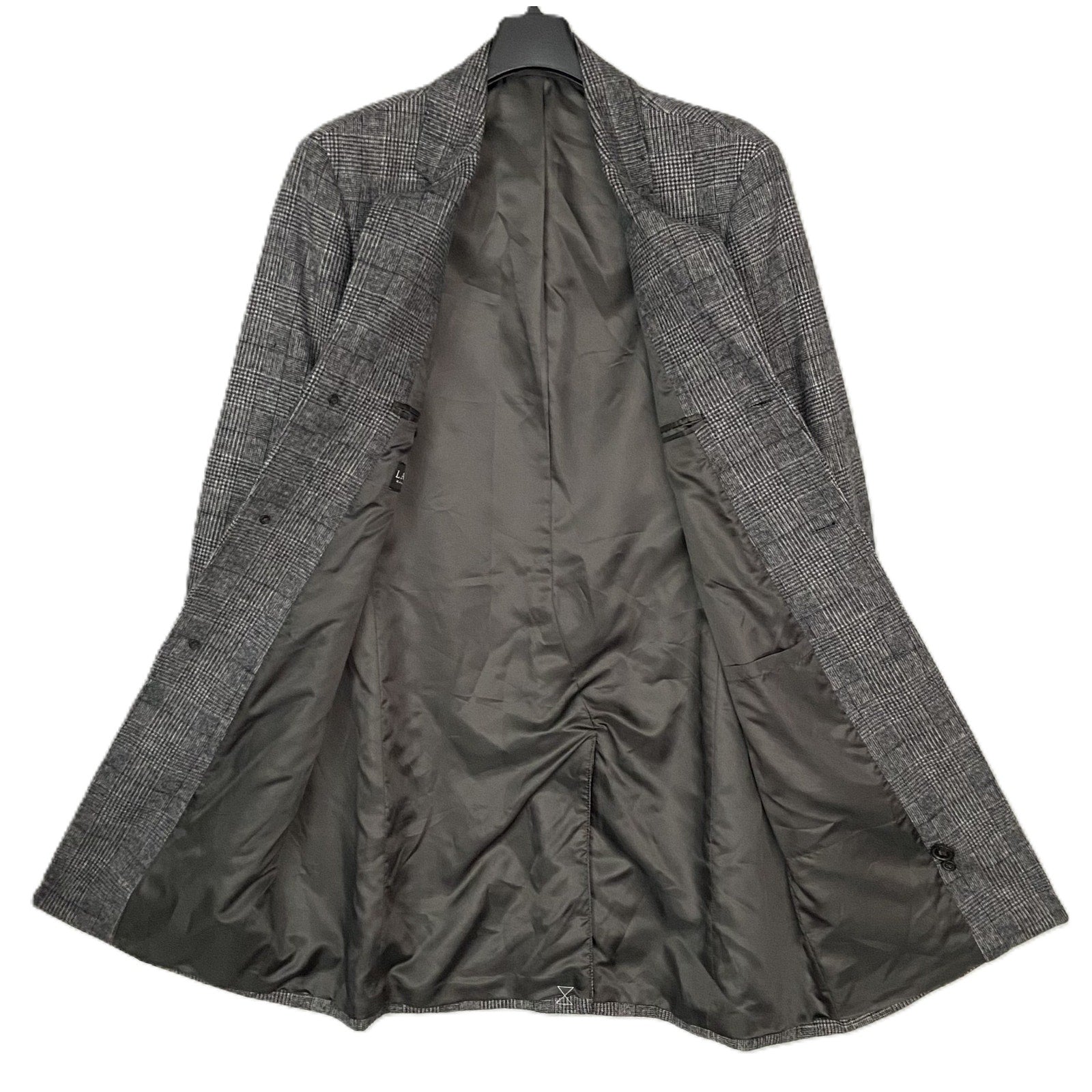 Lauren Ralph Lauren Overcoat Men's 40 Regular Wool Blend Black & White Plaid