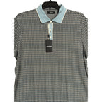 Murano Polo Shirt Men's 3XT Big & Tall Short Sleeve Blue Black Houndstooth