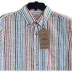 Faherty Shirt Men's Medium Breeze Shirt Short Slv Linen Multicolor Stripe
