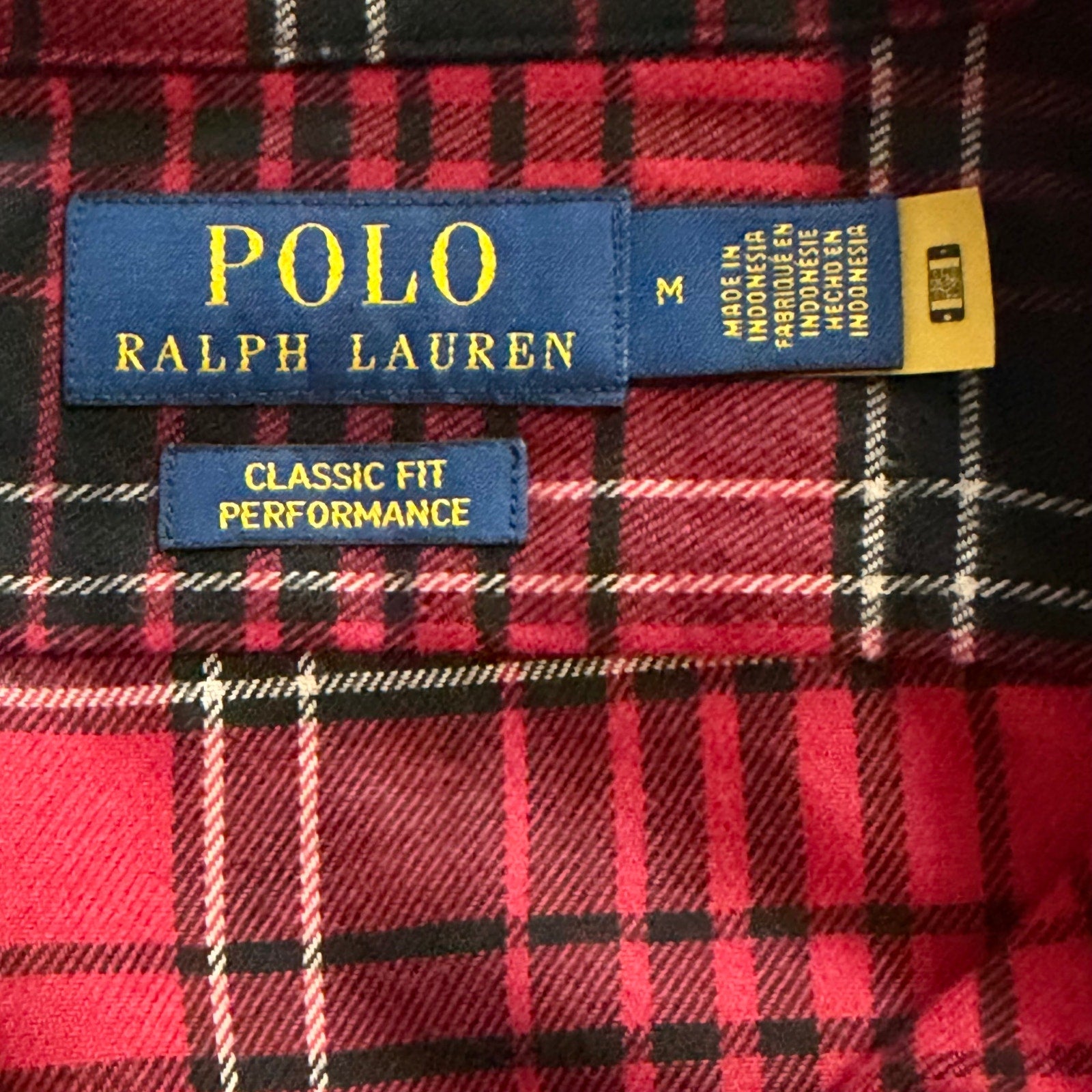 Polo Ralph Lauren Men's Medium Performance Camp Shirt Classic Fit Red Black