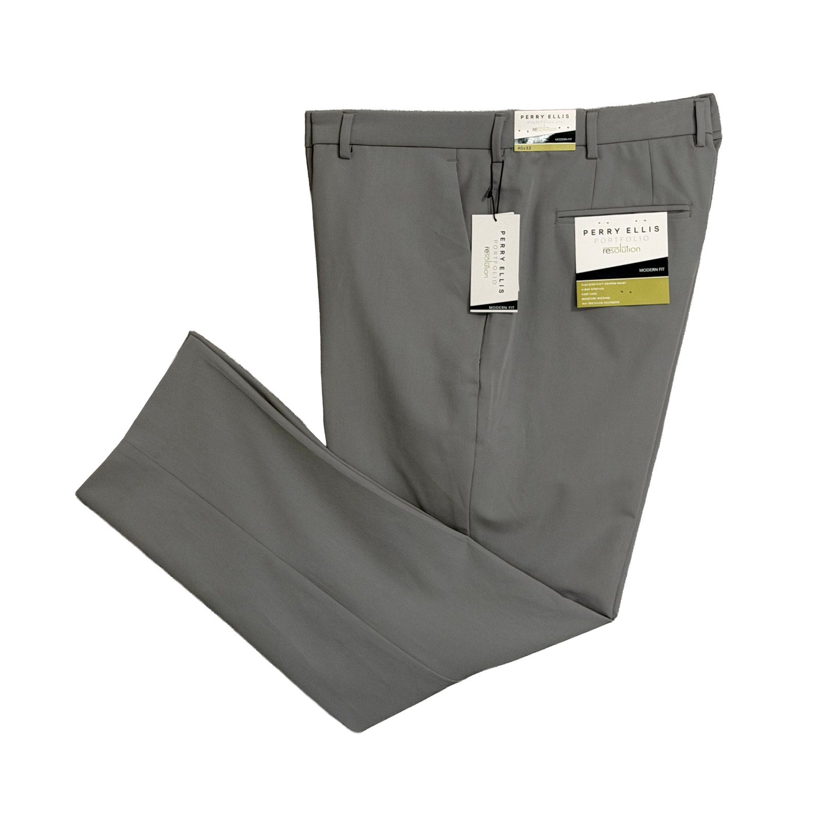 Perry Ellis Portfolio Pants Men's 40"x32" Modern Fit Dress Pant Chiseled Stone