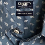 Faherty Shirt Men's Medium The Movement Short Slv Shirt Marine Palm Foliage