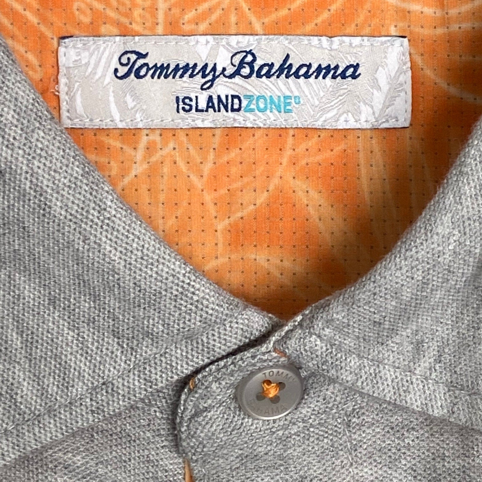 Tommy Bahama Polo Shirt Men's Large Island Zone Pima Cotton Gray Heather