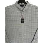 Daniel Cremieux Oxford Shirt Men's 4XB Big & Tall Button-Down Stretch Stone Blue Gingham
