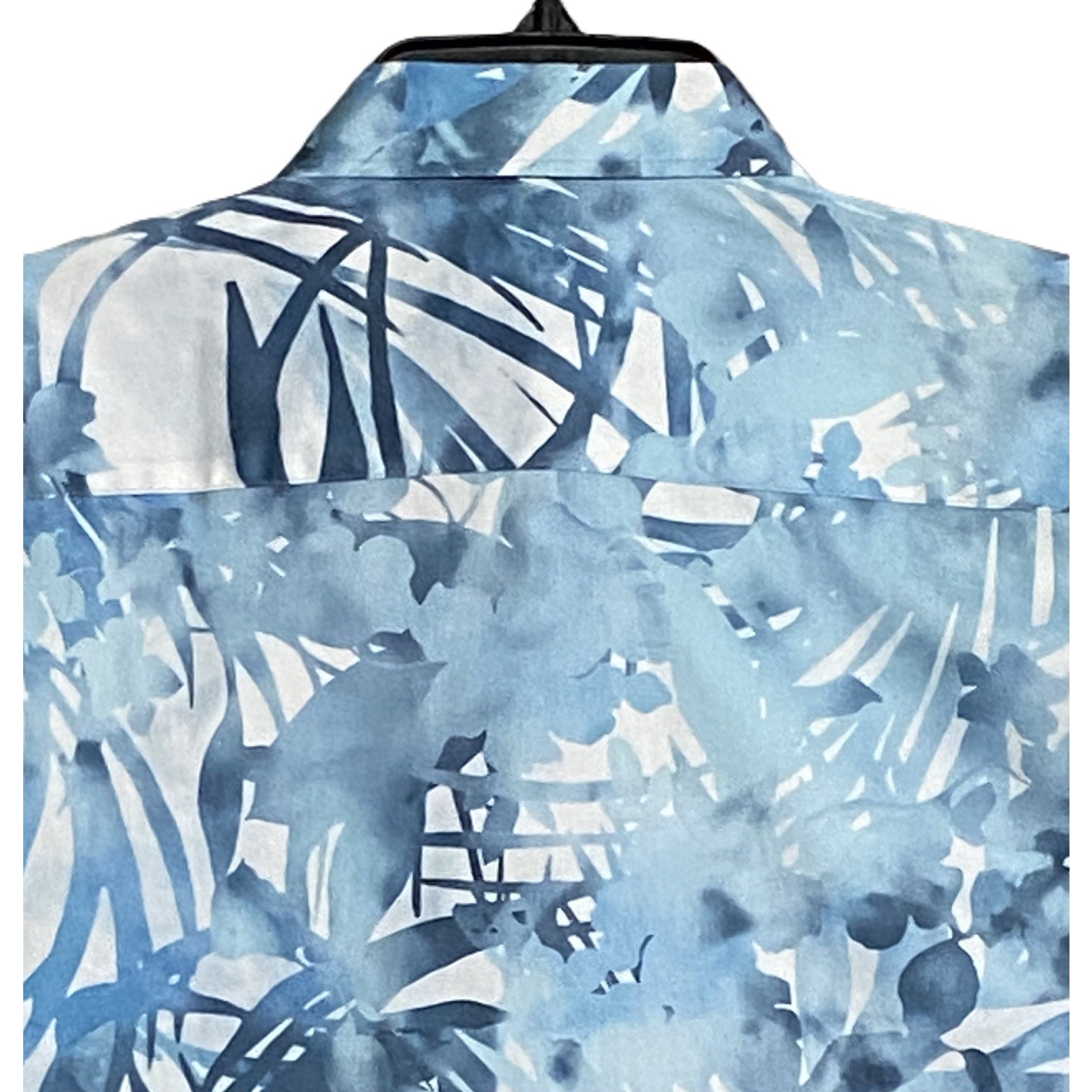 Bugatchi Shirt Men's Large Classic Fit Button-Up Short Sleeve Blue Floral