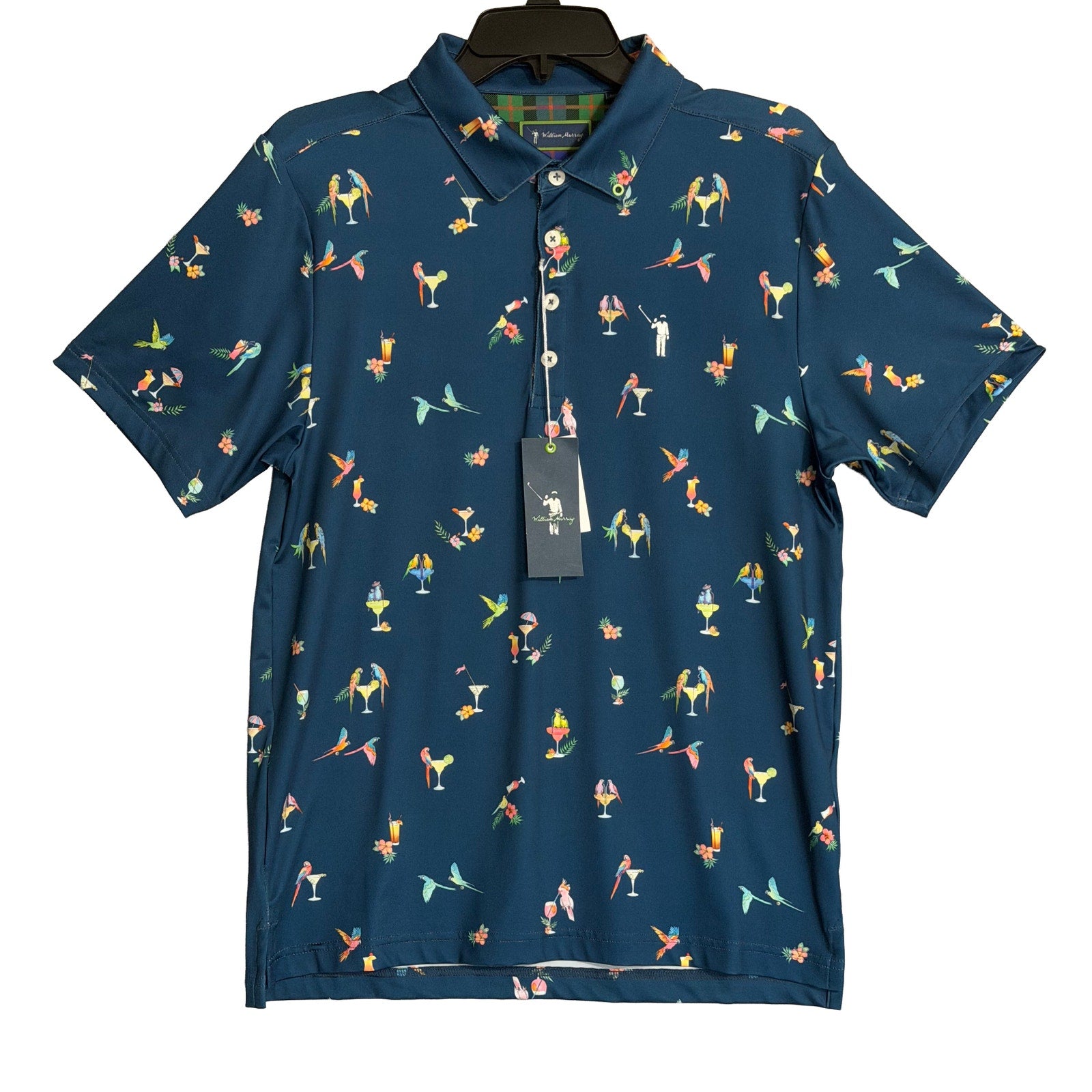 William Murray Polo Shirt Men's Small "Birdie Juice Polo" Short Sleeve Blue