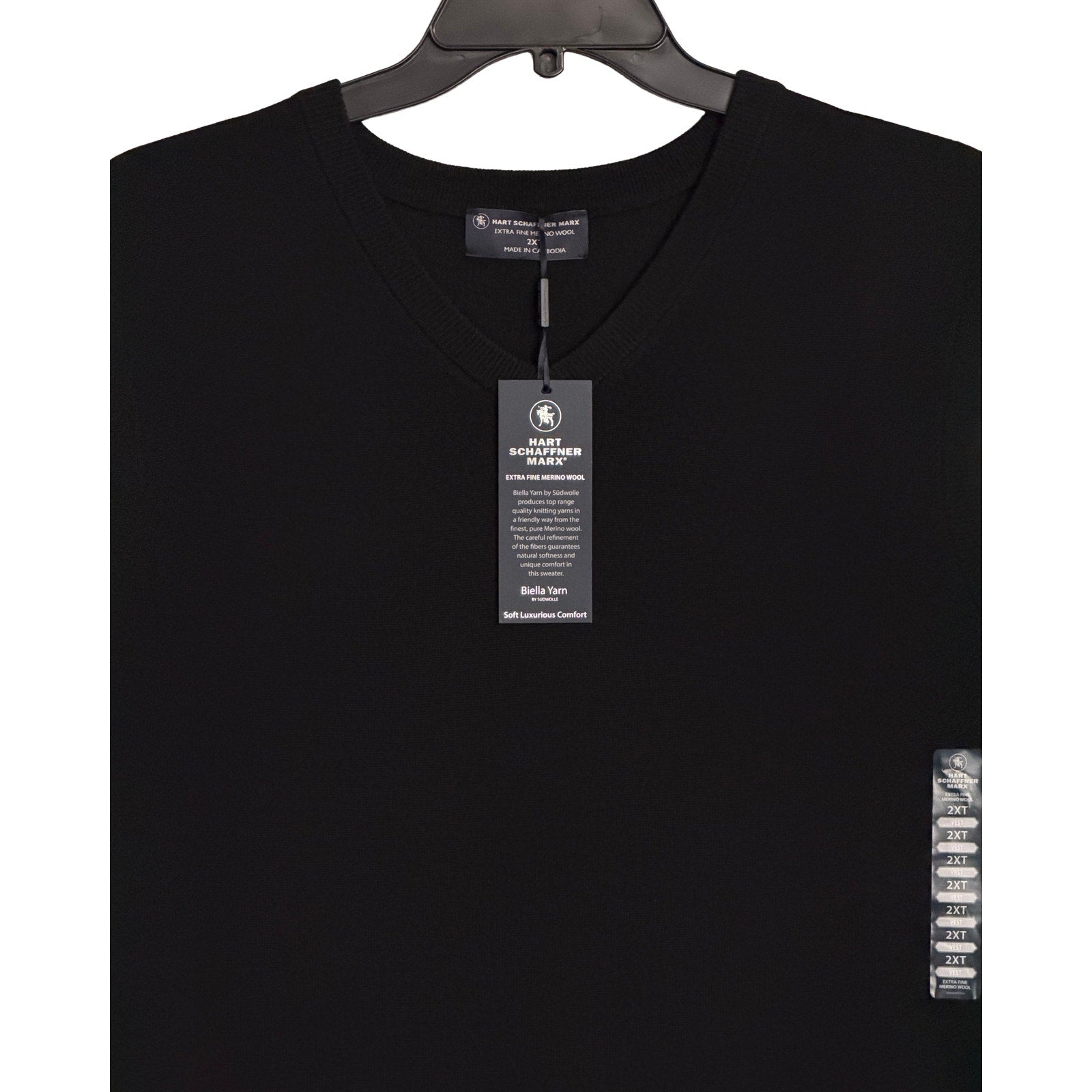 Hart Schaffner Marx Sweater Vest Men's 2XT Big & Tall V-Neck Wool Black NWT
