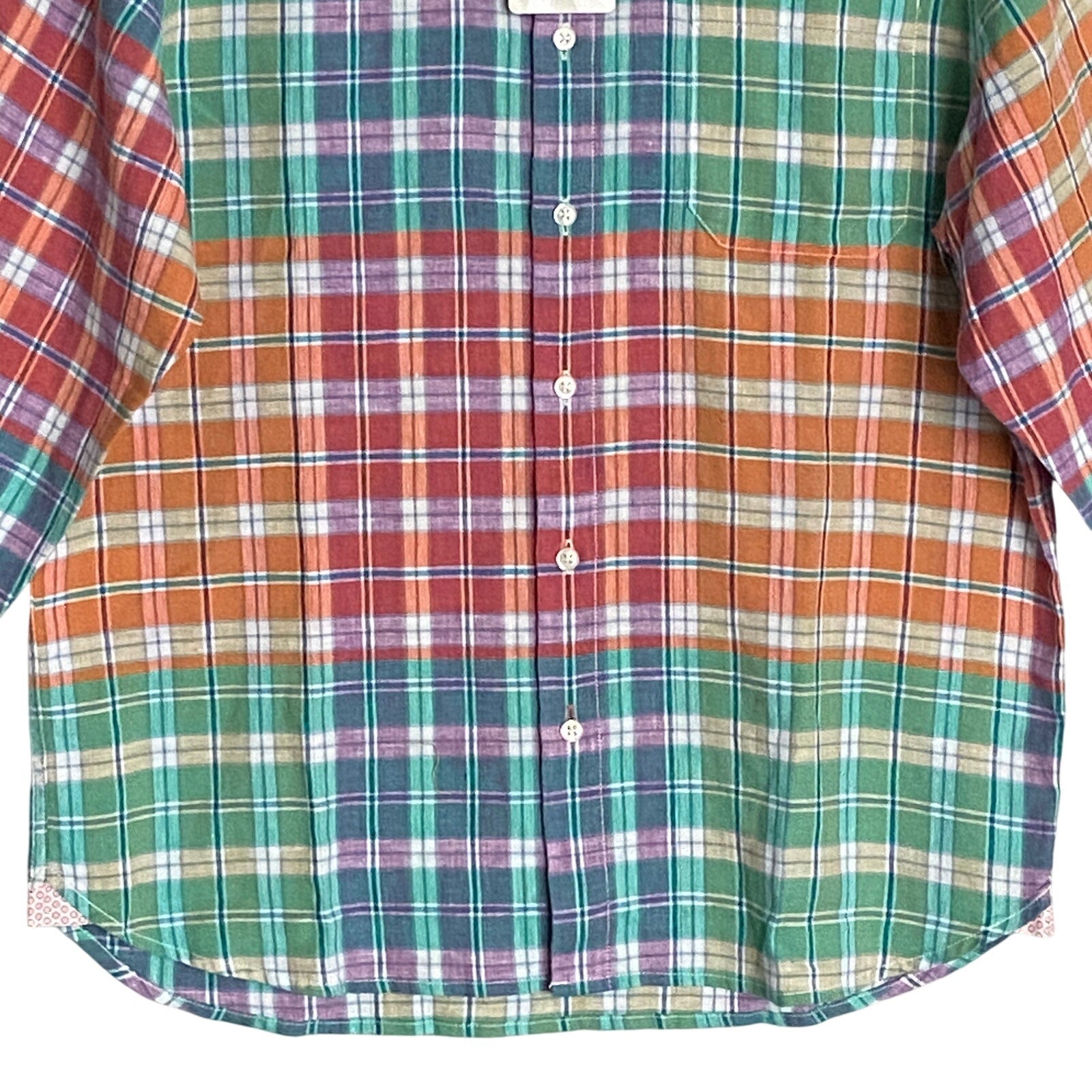 Tommy Bahama Shirt Men's Medium "Barbados Breeze Stretch" Plaid Linen Blend