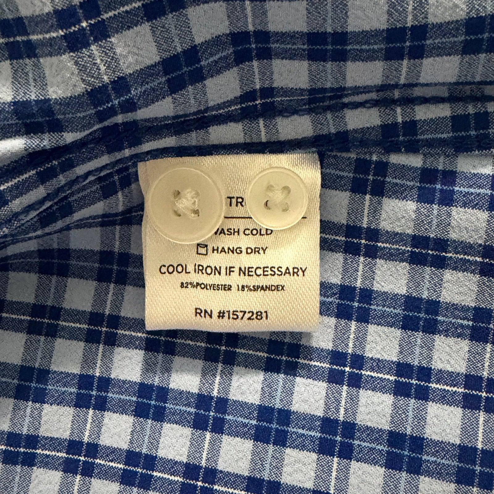 Mizzen+Main Shirt Men's XXL Leeward Trim Fit No Tuck Cobalt Ben Plaid