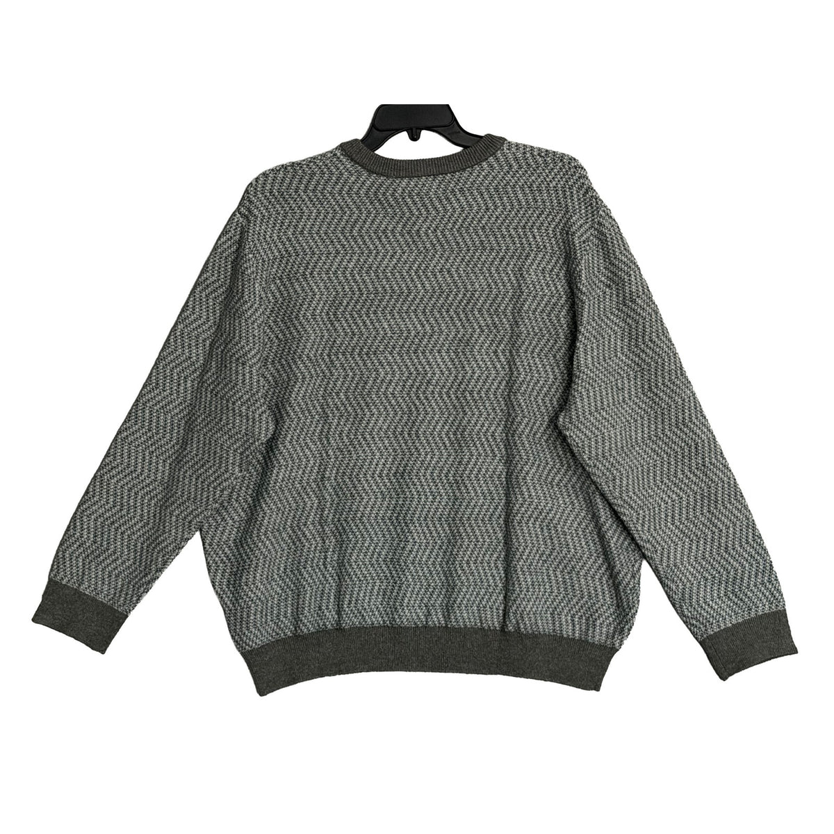 Perry Ellis Men's XLT Big & Tall Yarn Herringbone Crew Neck Sweater Gray