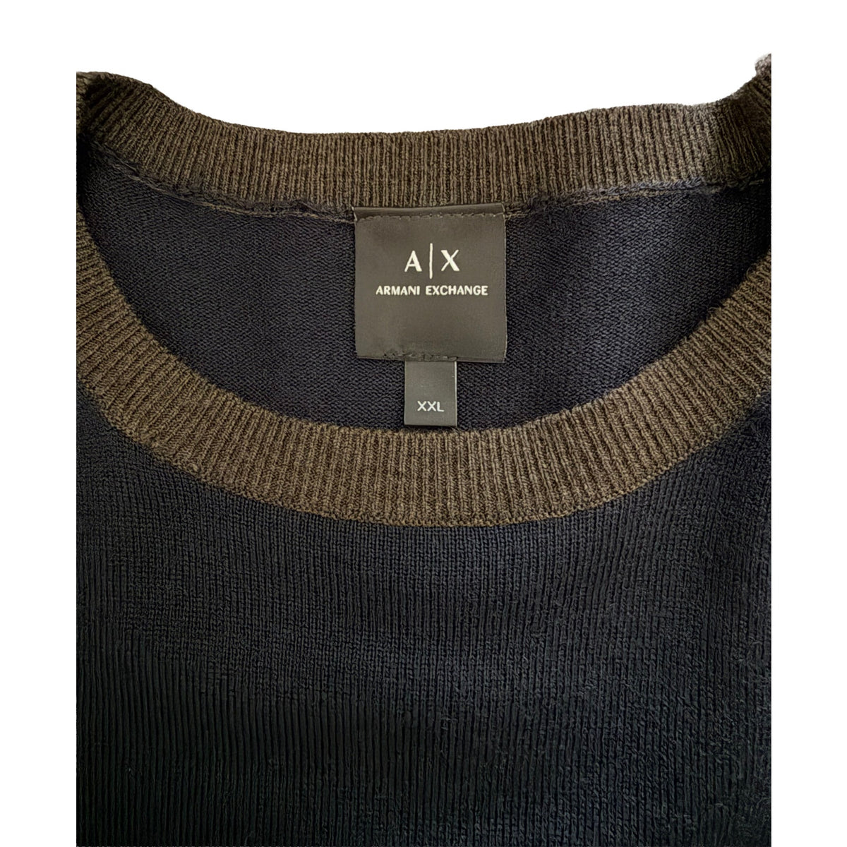 Armani Exchange Sweater Men's XXL Crew Neck Lightweight Wool Color-Block