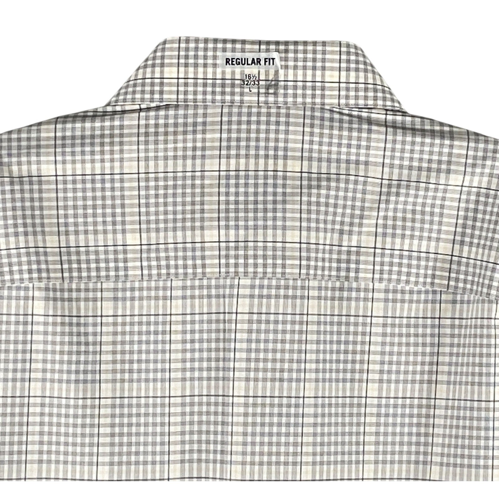 Calvin Klein Dress Shirt Men's Large Steel+ Regular Fit Stretch Grey Plaid