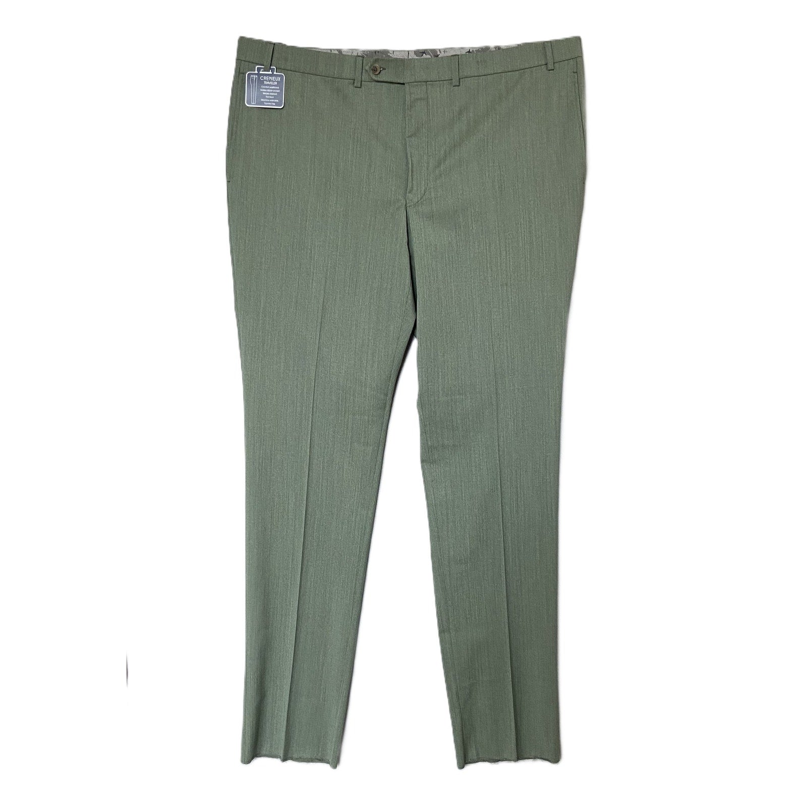 Daniel Cremieux Dress Pant Men's 44R Traveler Raw Hem Comfort Waist Green