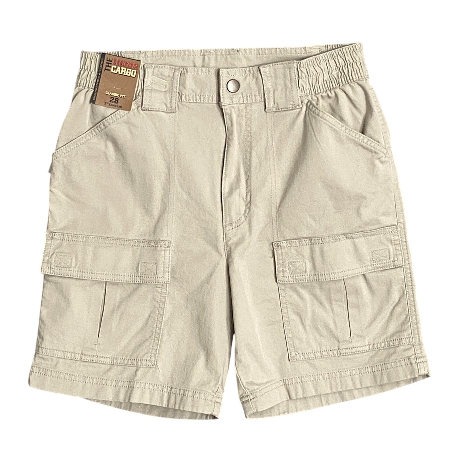 Roundtree & Yorke Shorts Men's 28W Cargo Shorts Classic Fit 7" Inseam Khaki