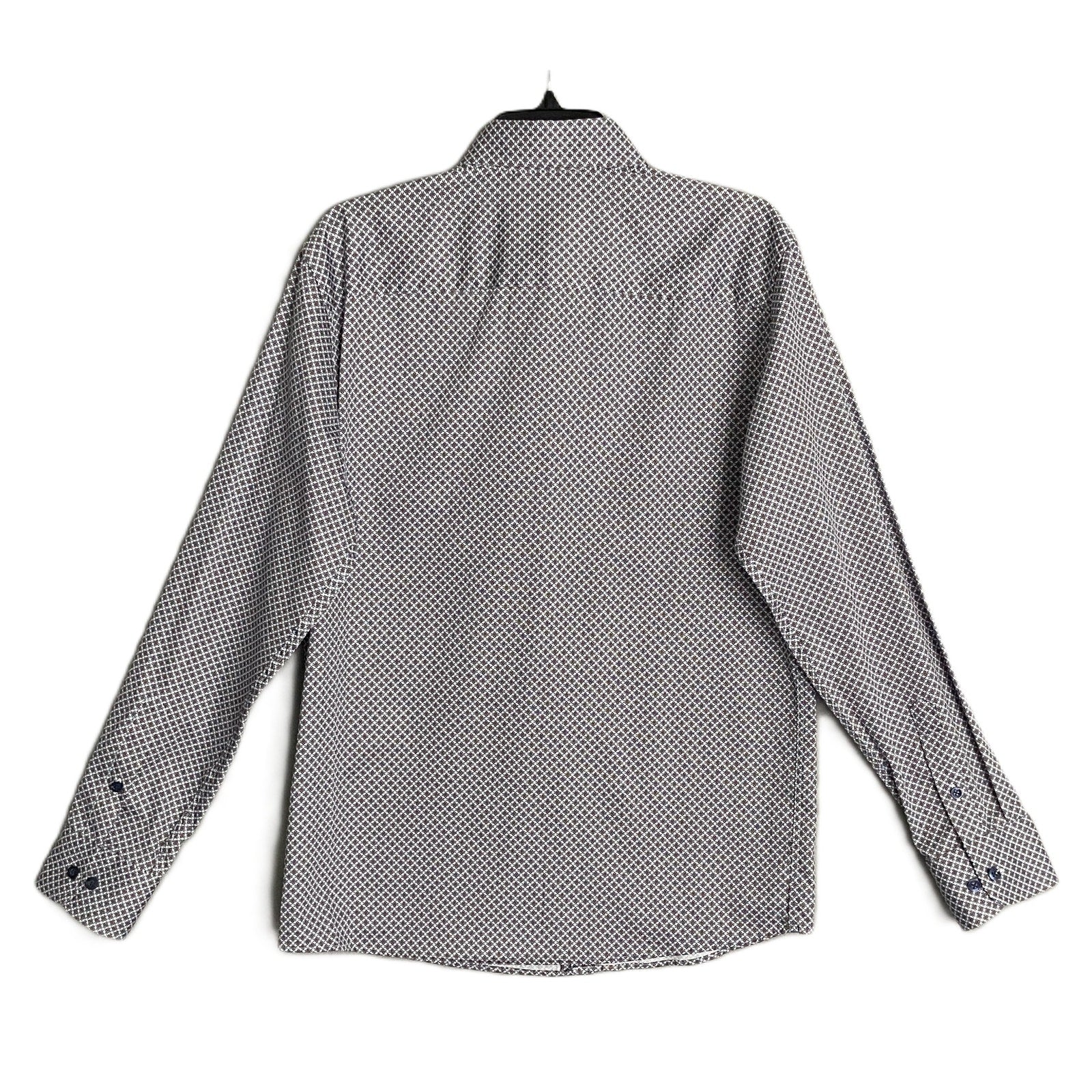 Visconti Black Men's Small Button Up Shirt Geometric Print Bark Stretch