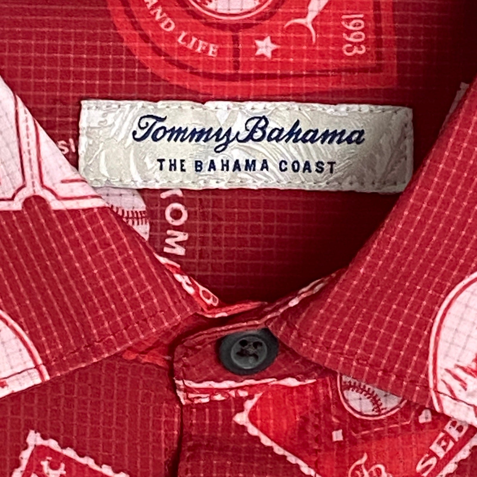 Tommy Bahama Baseball "The Bahama Coast" Men's Large Shirt Cincinnati Reds