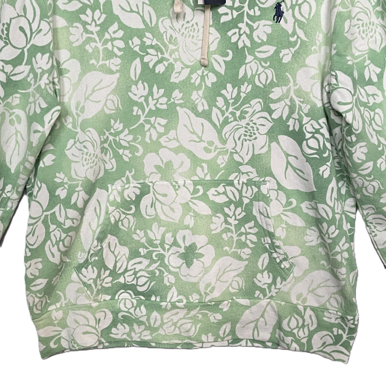 Polo Ralph Lauren Hoodie Men's Medium Drawstring Lightweight Green Floral