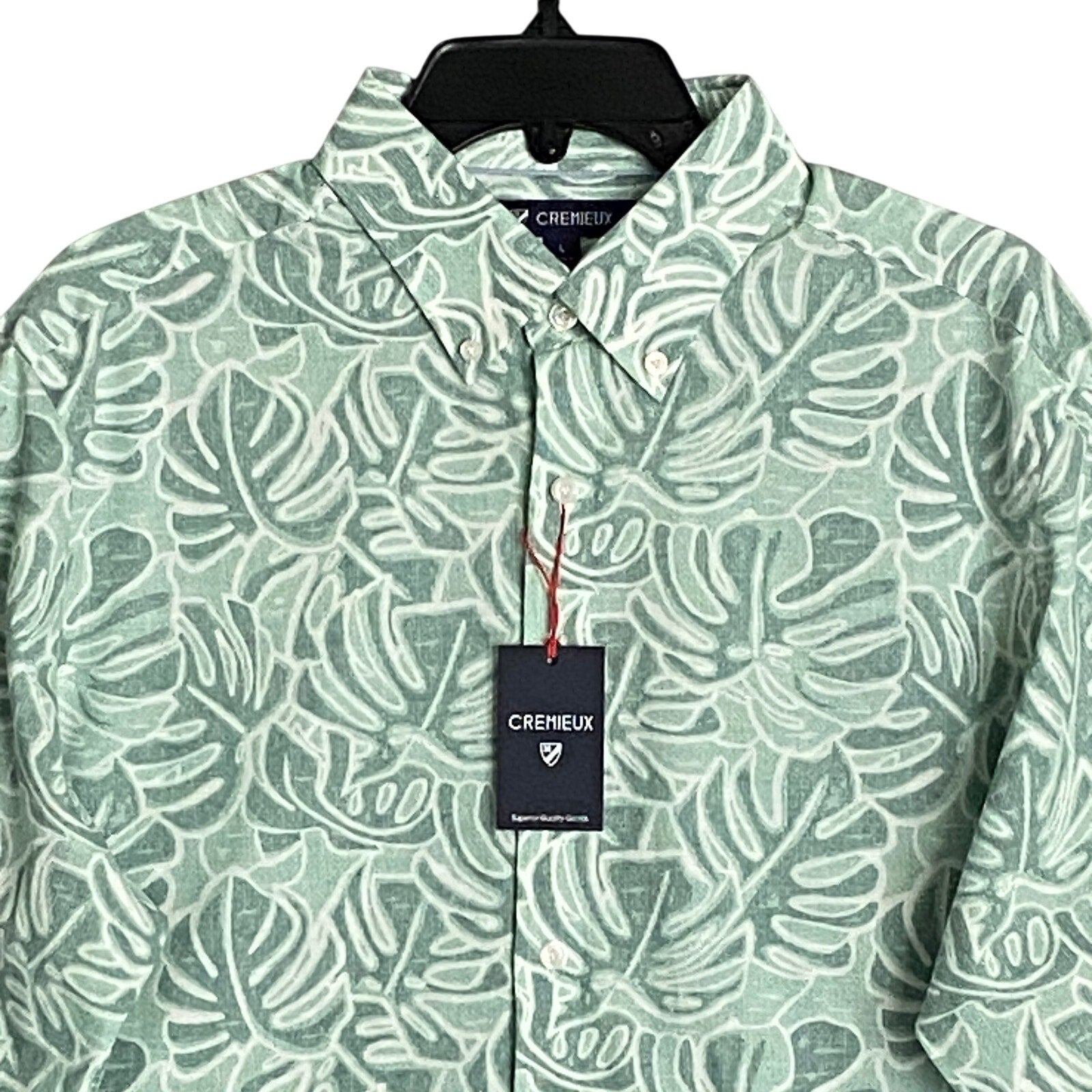 Daniel Cremieux 38 Men's Large Casual Button-Down Shirt Green Leaf Print