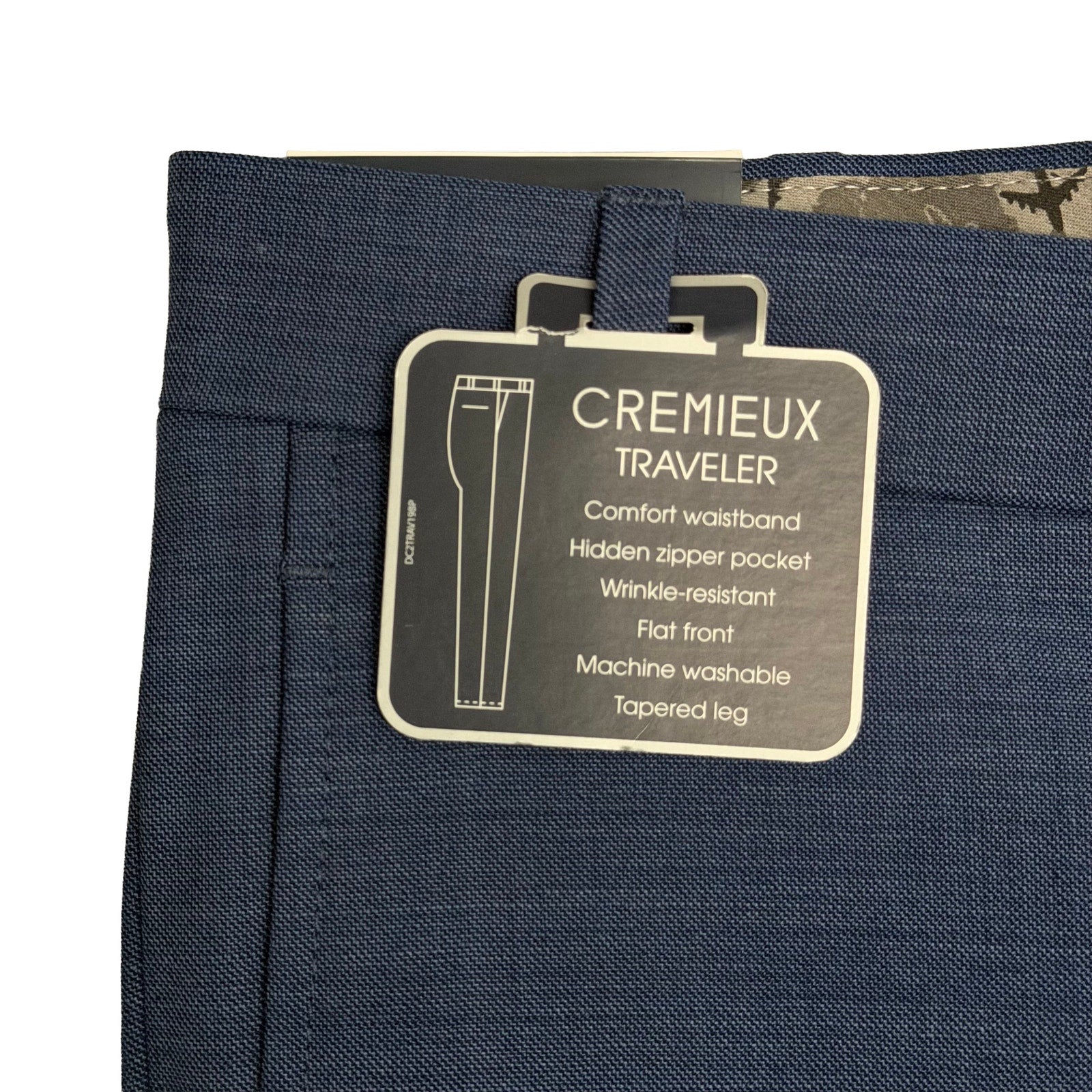 Daniel Cremieux Dress Pant Men's 46R Traveler Raw Hem Comfort Waist Blue