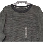 Perry Ellis Sweater Men's 2X Big & Tall Yarn Herringbone Crew Neck Black