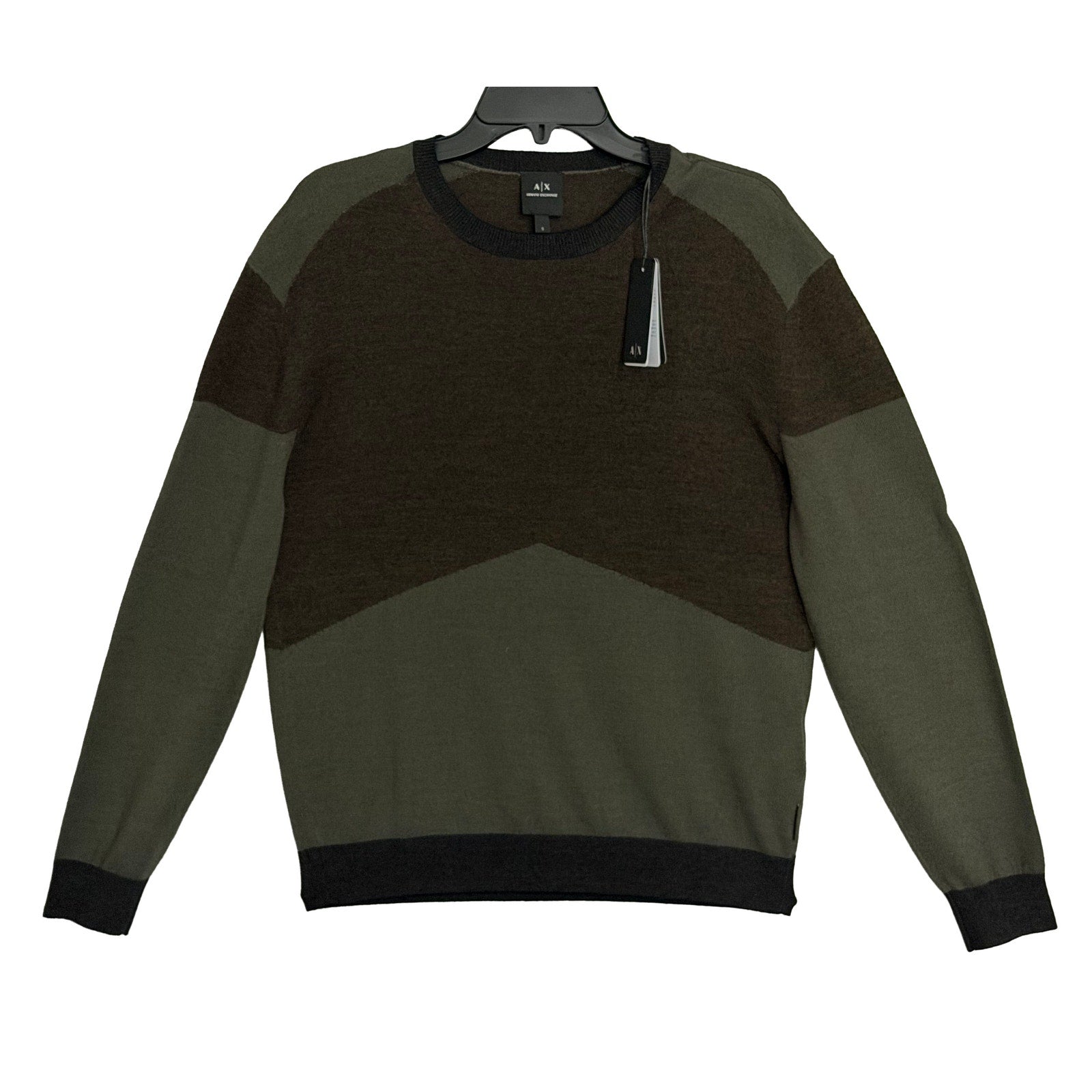 Armani Exchange Sweater Men's Small Crew Neck Lightweight Wool Color-Block