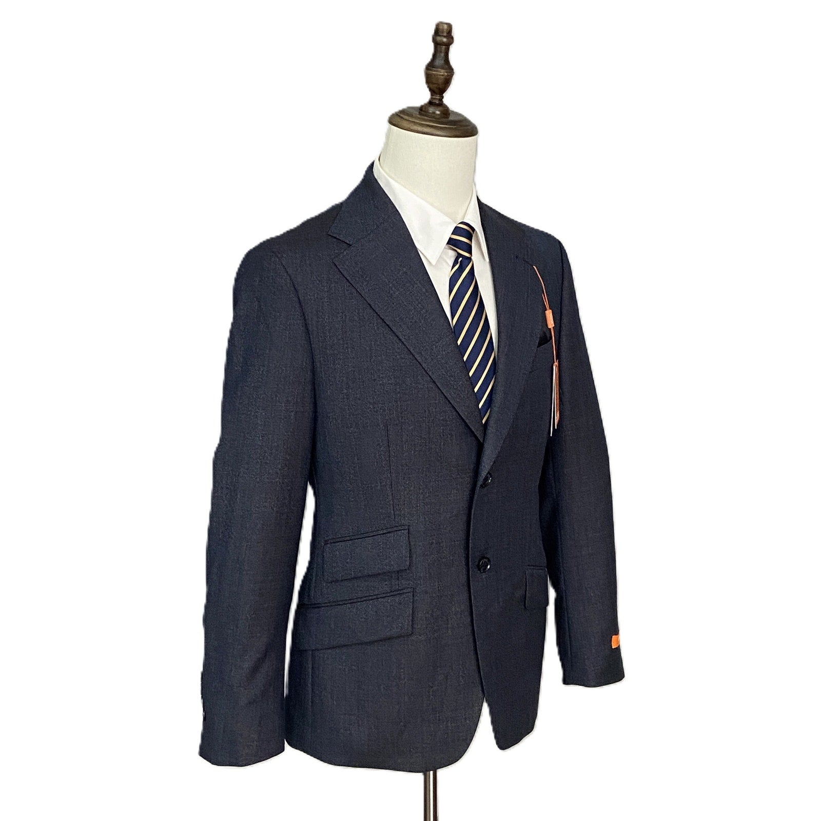 Tallia Men's 44 Short Venezia Blazer Navy/Brown Wool Blend Stretch