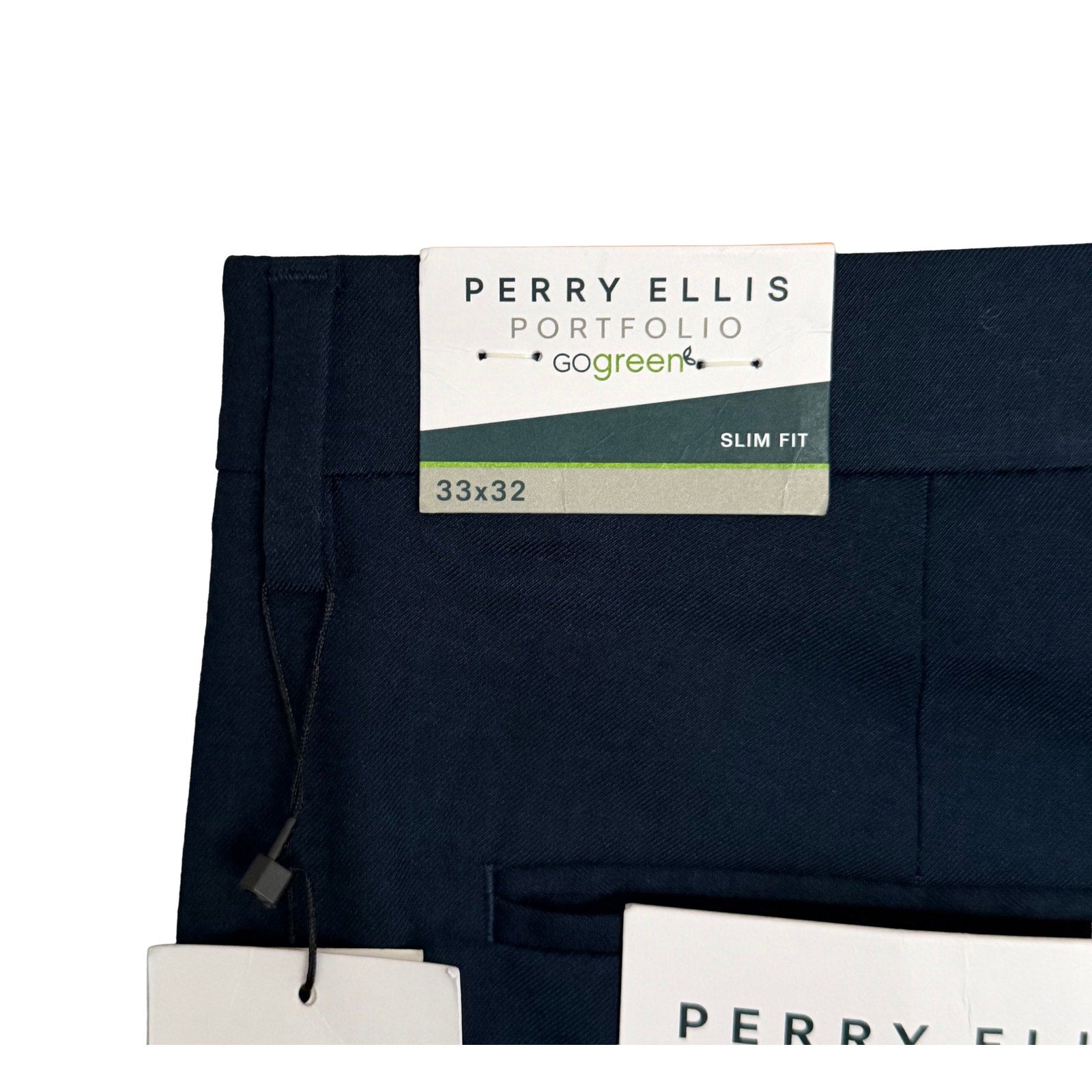Perry Ellis Portfolio Pant Men's 33"x32" Slim Fit Flat Front Total Eclipse