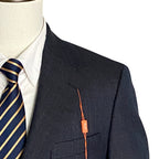 Tallia Suit Jacket Men's 38 Short Wool Blend Stretch Navy Brown Stripe