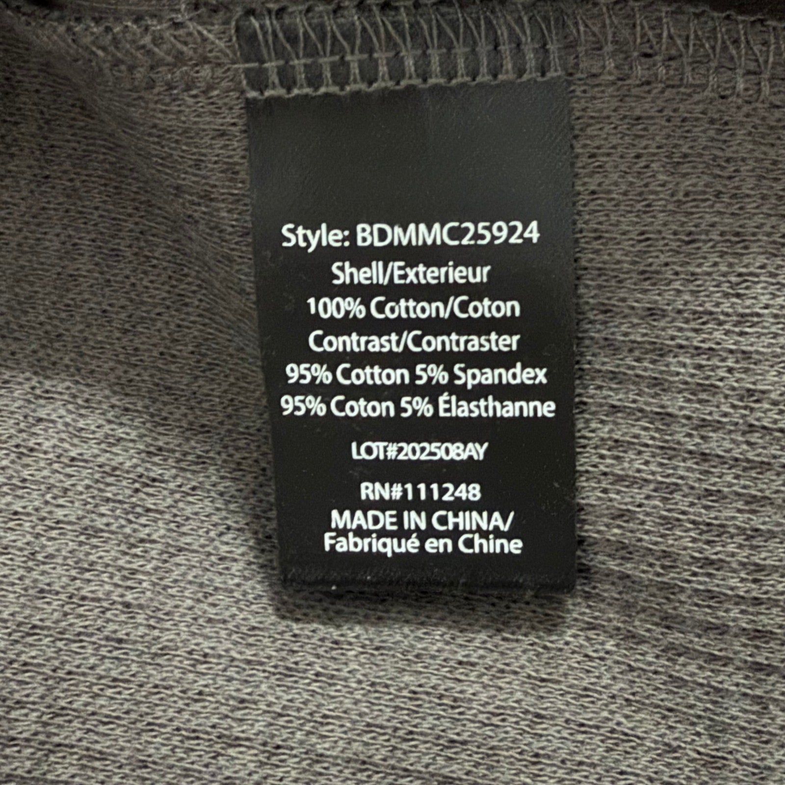 BFD Malibu Hoodie Men's Small Waffle Thermal Long Sleeve Hoodie Carbon