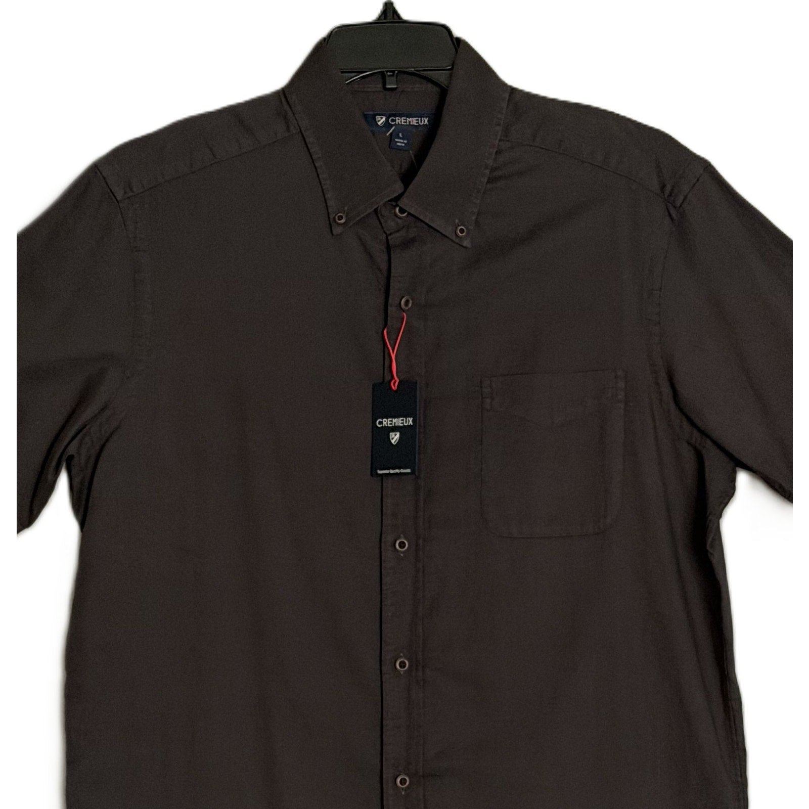 Daniel Cremieux 38 Shirt Men's Large Short Sleeve Cotton Button-Down Gray
