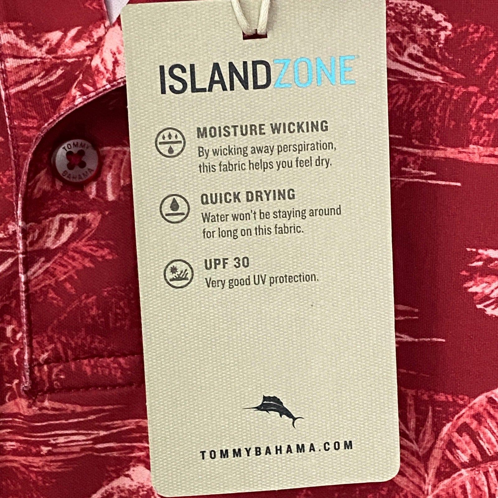 Tommy Bahama Men's Large Sport Bay View Polo Shirt Chili Pepper Red Tropical