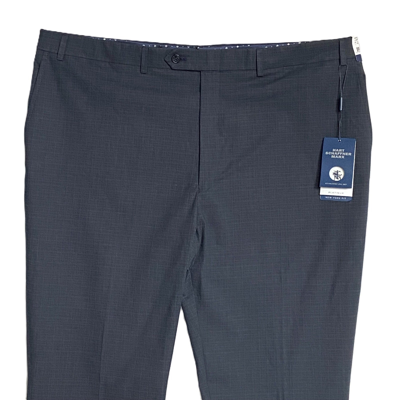Hart Schaffner Marx Pant Men's 42x30 Dress Pant Platinum New York Fit Blue
