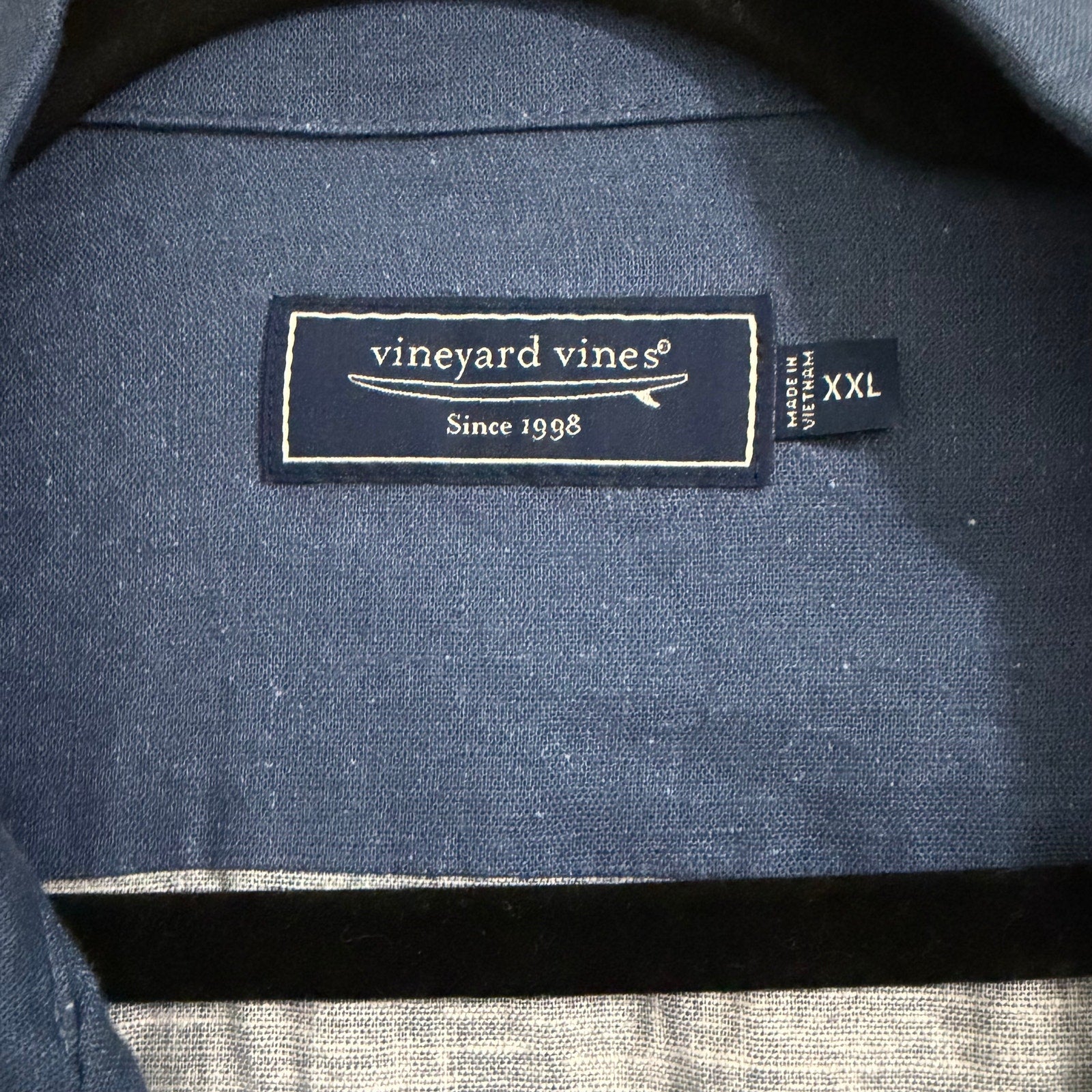 Vineyard Vines Casual Shirt Men's XXL Short Sleeve Cabana Shirt Blue