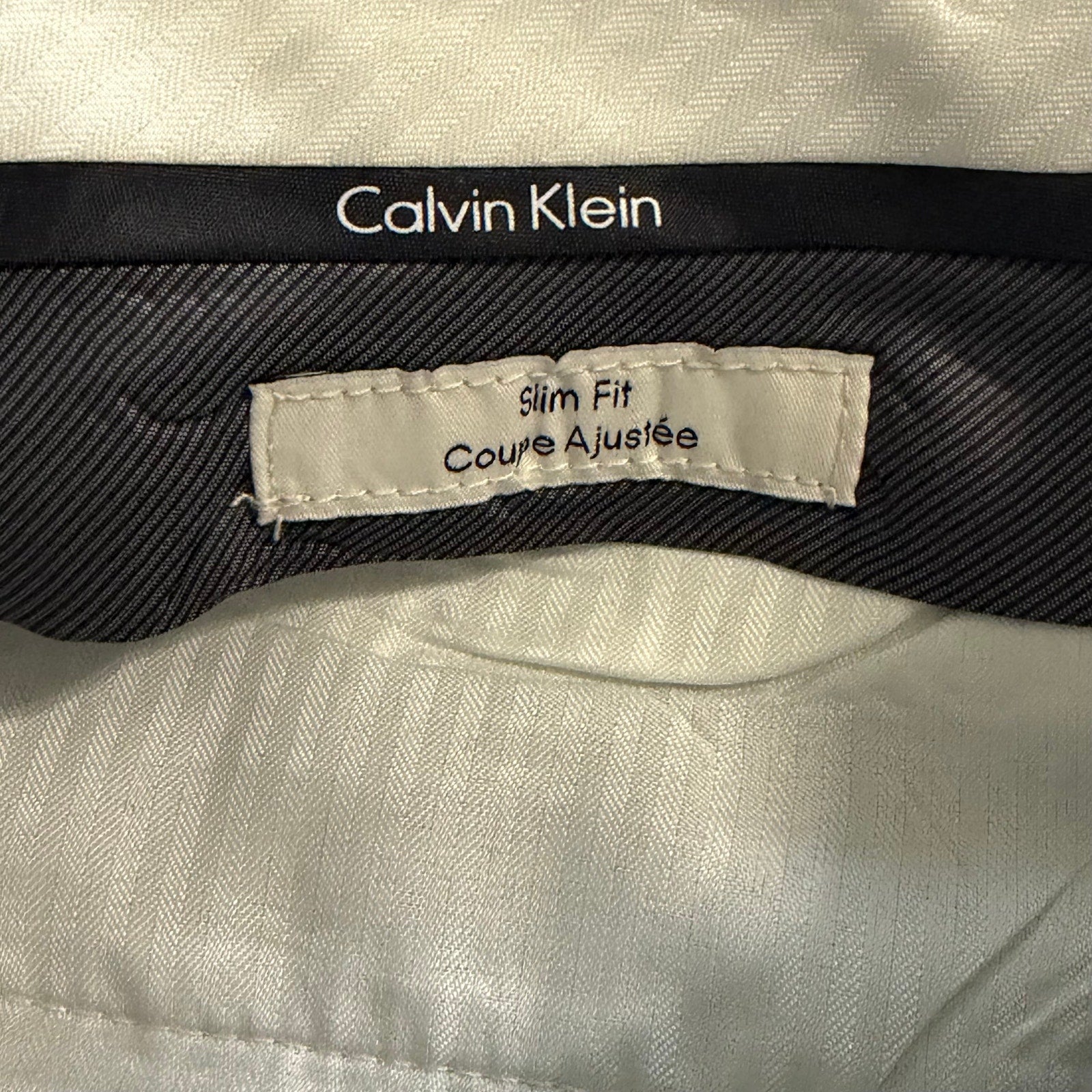 Calvin Klein Dress Pant Men's 34"x29" Slim Fit Flat Front Stretch Blue Plaid