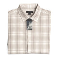 Alfani Dress Shirt Men's Small Button-Up Light Brown Window Pane Cotton