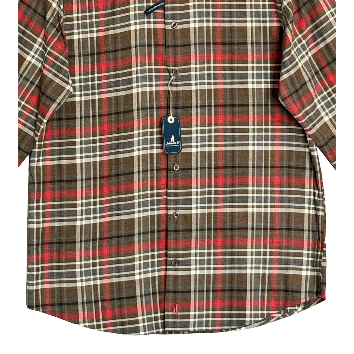 Johnnie-O Langston Shirt Men's Medium Long Sleeve Stretch Button-Down Coffee