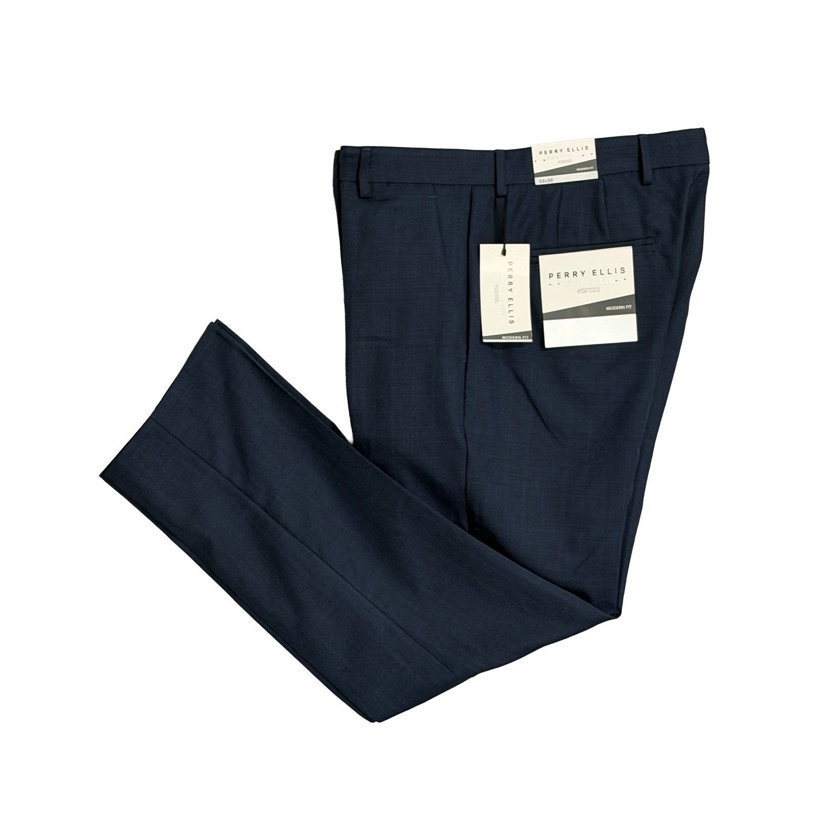 Perry Ellis Portfolio Pants Men's 32"x30" Modern Fit Dress Pants Mood Indigo