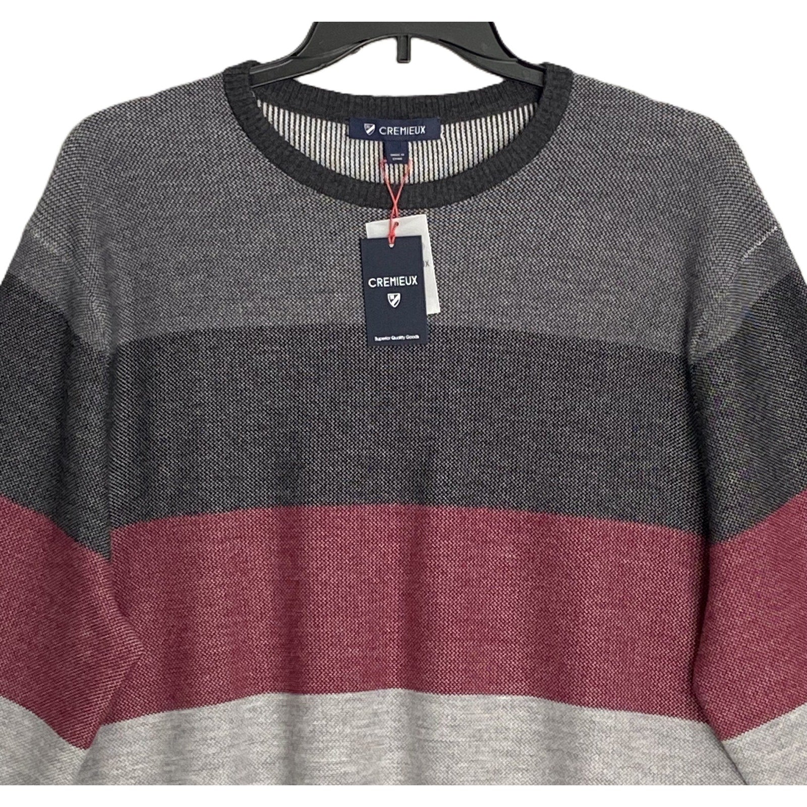 Daniel Cremieux Pullover Sweater Men's XXL Fine Merino Wool Gray Burgundy