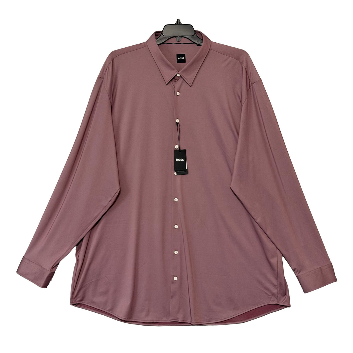 Boss Performance Dress Shirt Men's 5XL Big & Tall Roan Kent Long Sleeve Dark Pink