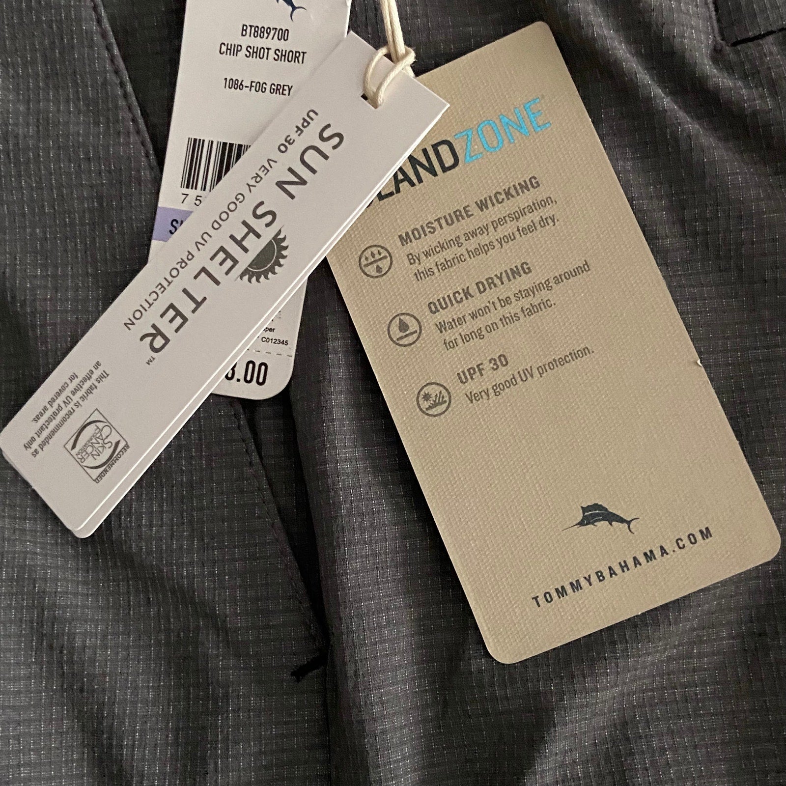 Tommy Bahama Short Men's 48RGx10 "Chip Shot Short" Fog Grey 5-Pocket Stretch