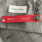 Calvin Klein Suit Jacket Men's 40R Xtra Slim Fit Wool Blend Light Grey Plaid