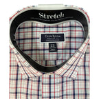 Club Room Dress Shirt Men's 15.5 32/33 Performance Regular Fit Stretch Plaid