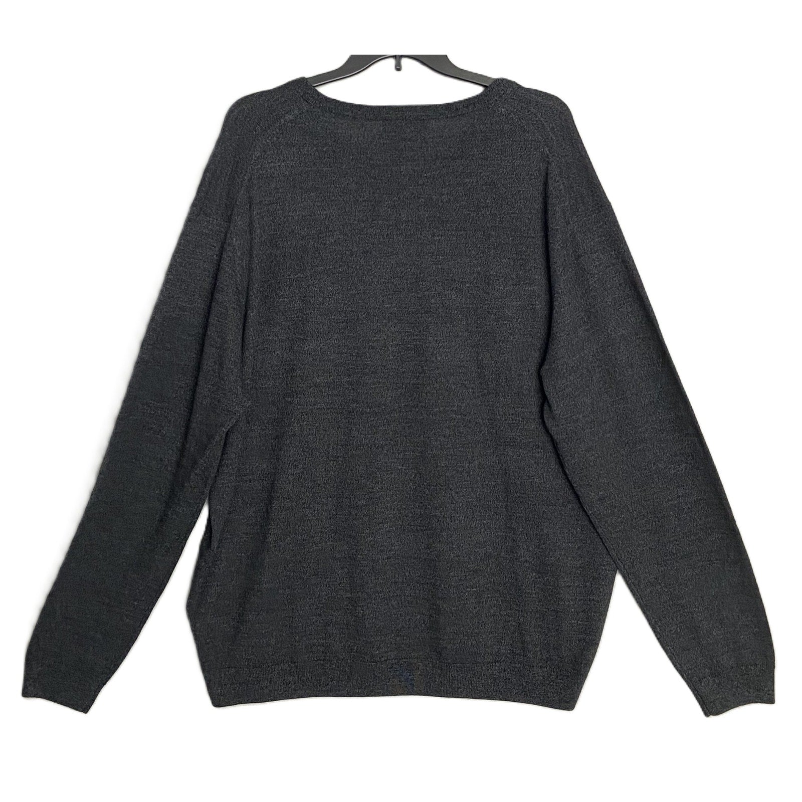 Hart Schaffner Marx Sweater Men's 3XB Big & Tall V-Neck Merino Wool Charcoal