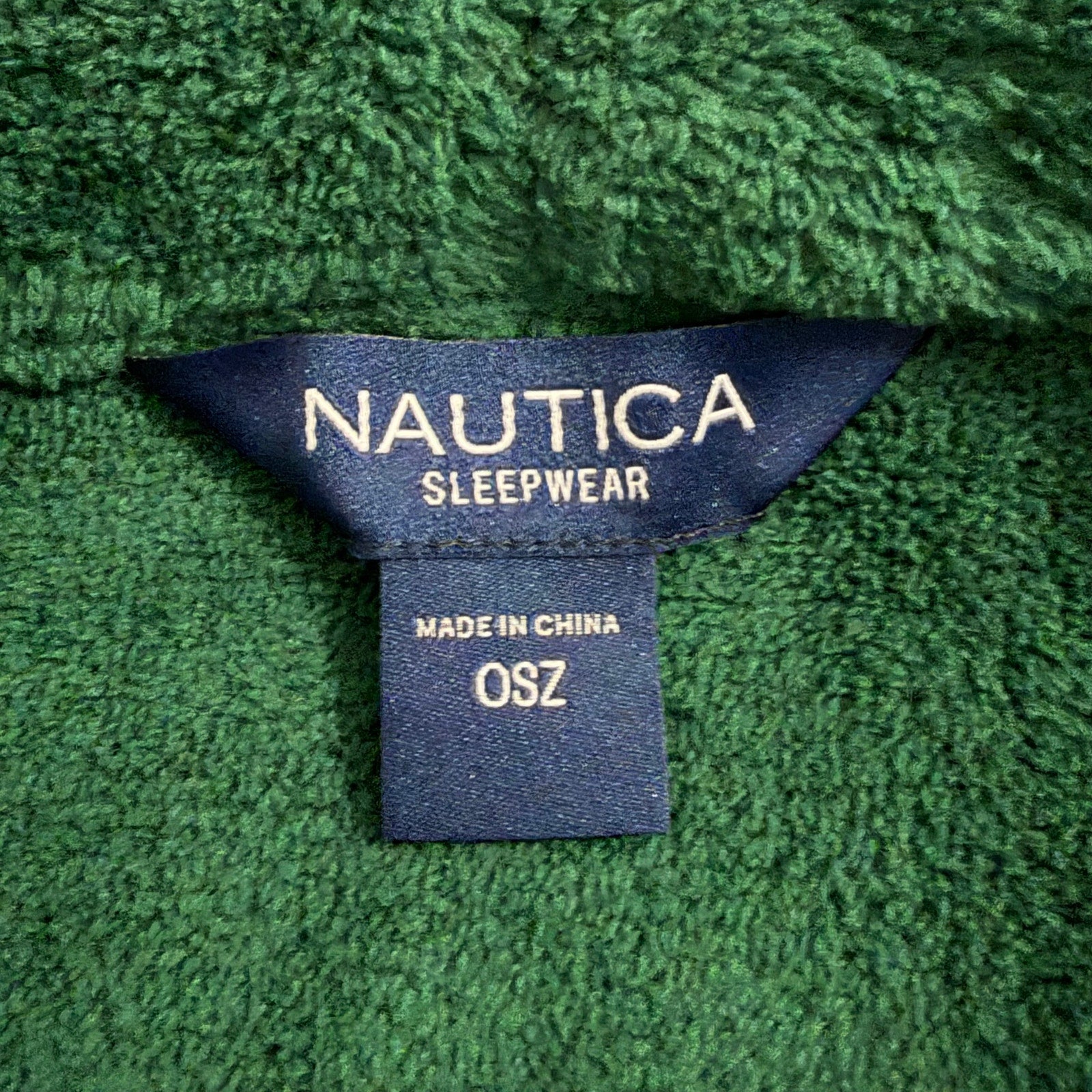 Nautica Plush Fleece Robe Men's One Size Pockets Tidal Green