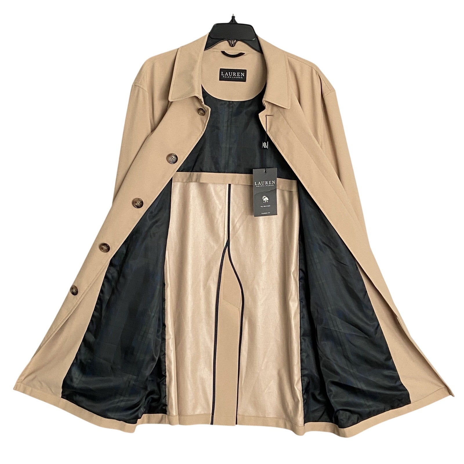 Lauren Ralph Lauren Coat Men's 36 Short All-Weather Coat Stanza Solid Khaki NEW