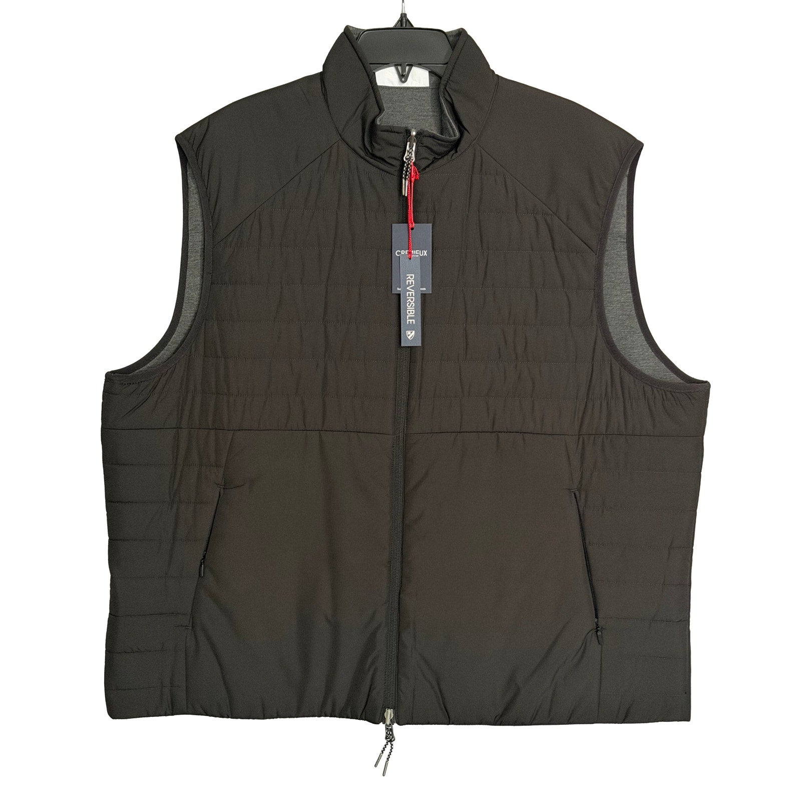 Daniel Cremieux Reversible Vest Men's XXL Full Zip Mock Neck Black Grey